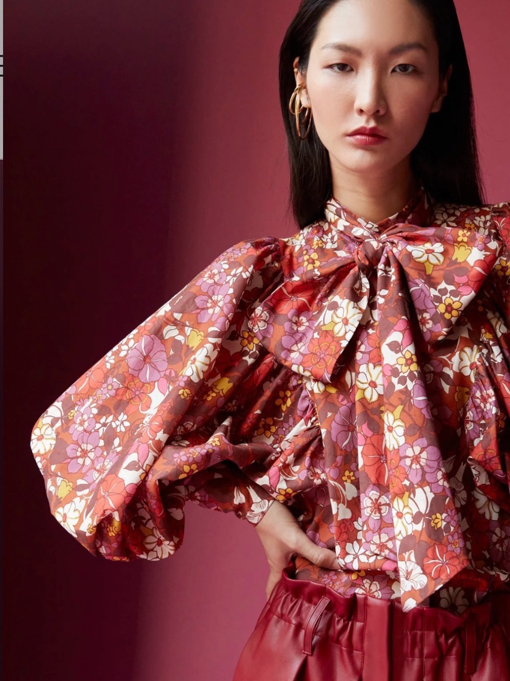 The Label Celeste Blouse in Prune (print)